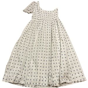 Hatch Embroidered Elle Midi Dress Size 0 maternity one Shoulder White Blue